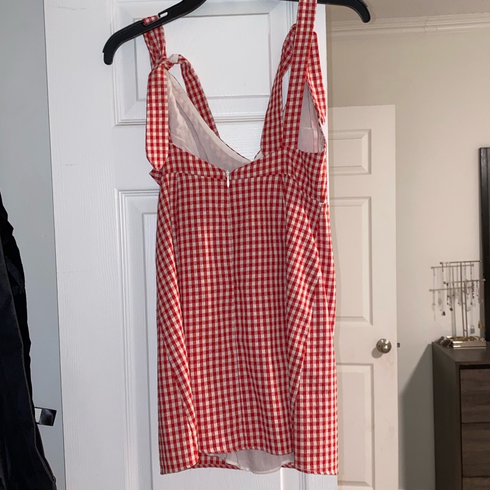 Privacy Please Red And White Patterned Dress - image 3